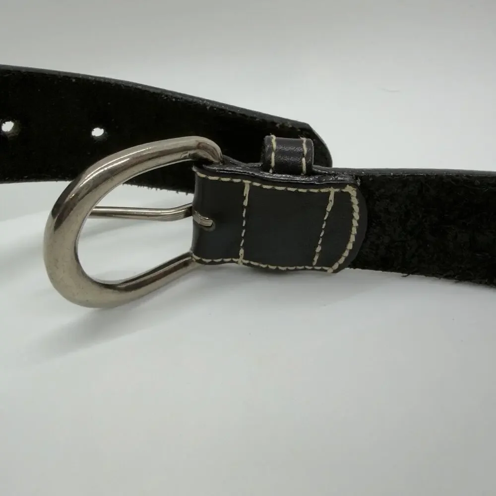 Vintage Beaded Leather Belt SouthWestern Black Sz 30 Native American Handmade